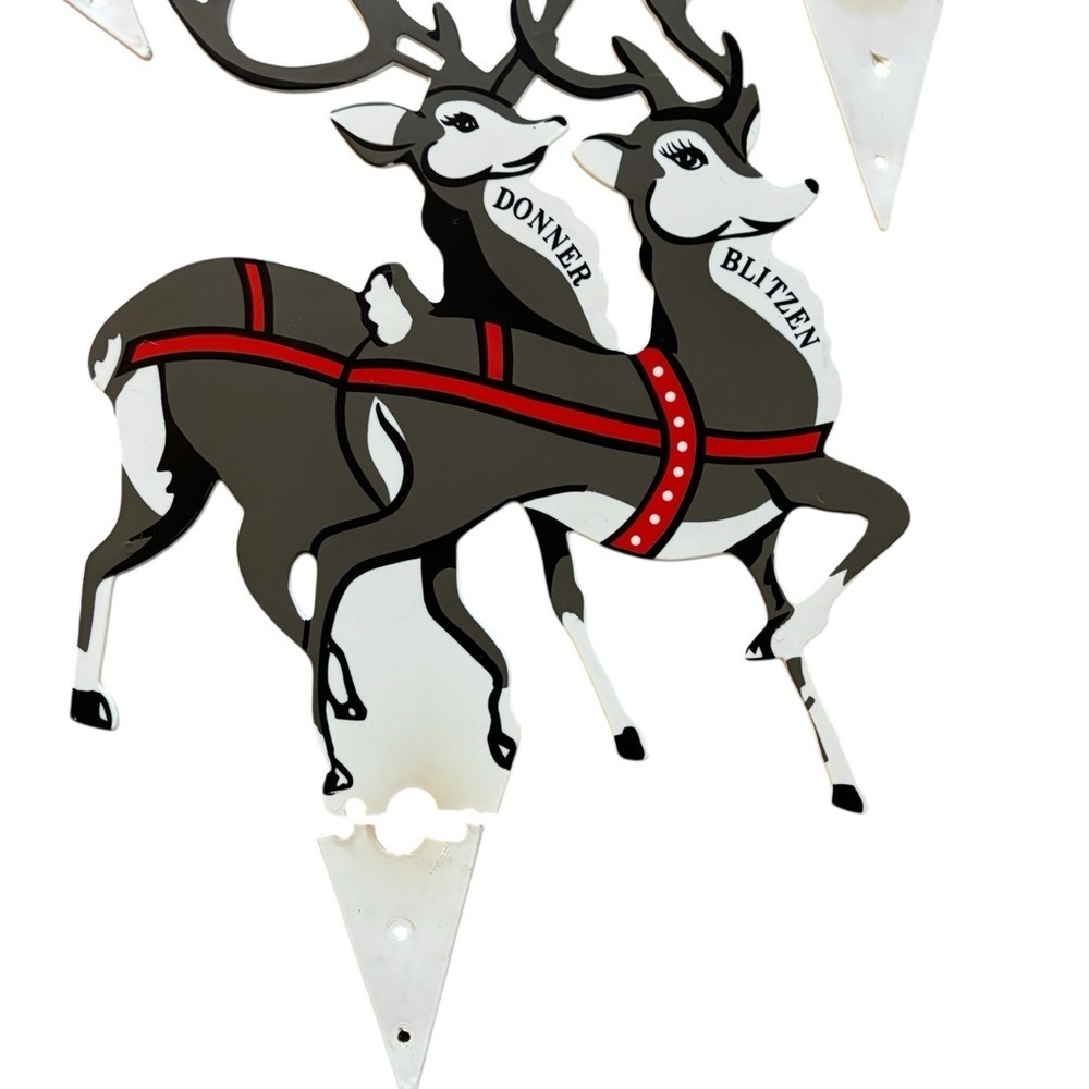Vintage 1980’s Plastic Christmas Santa & Reindeer Cut-Outs Holiday Display Decor - Picture 3 of 6